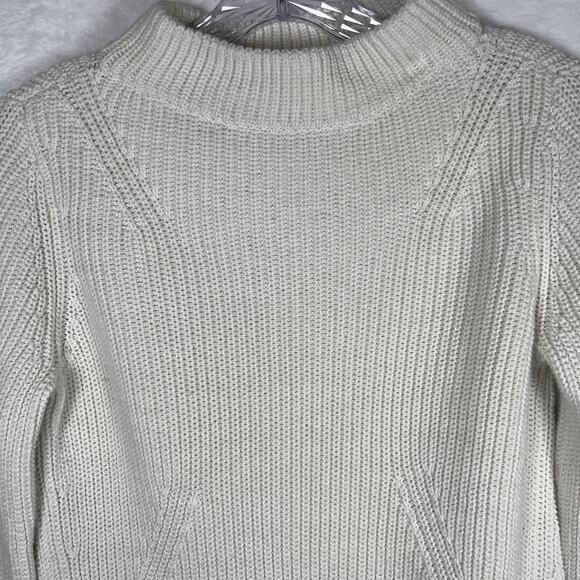 Talbots Womens Chunky Knit Sweater Small White Cream Long Sleeve Pullover Cotton - Picture 2 of 8